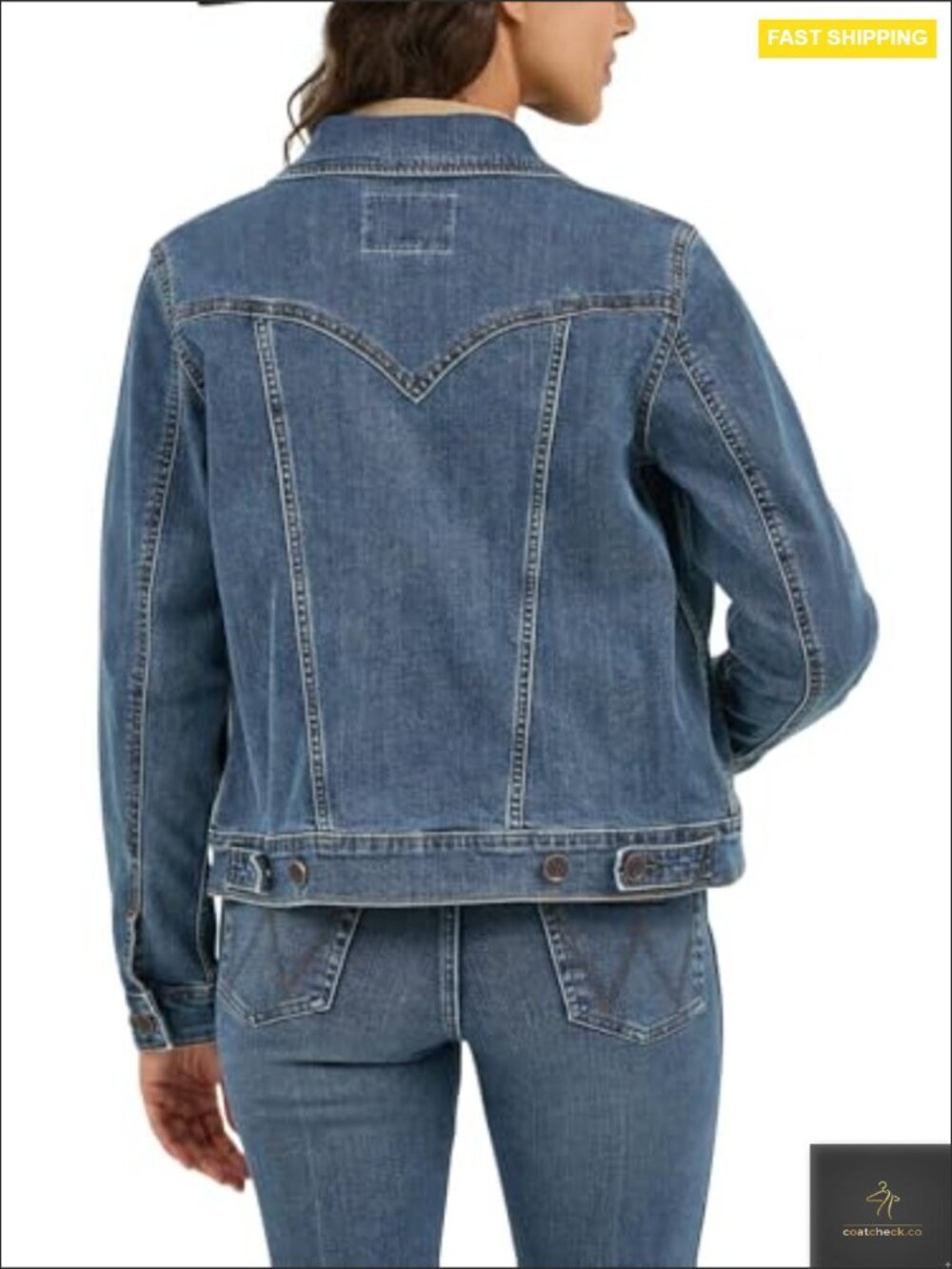 Classic Fit Denim Jacket Retro Western Style Long Sleeve Button Front - Picture 5 of 6